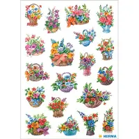 Herma Stickers etiketten bloemen in mandjes - 10 stuks