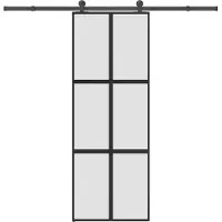 vidaXL Schuifdeur met beslag 76x205 cm gehard glas en aluminium