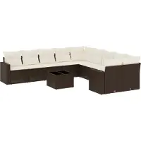 vidaXL 11-delige Loungeset met kussens poly rattan bruin