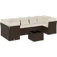 vidaXL 8-delige Loungeset met kussens poly rattan bruin