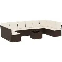 vidaXL 11-delige Loungeset met kussens poly rattan bruin
