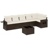 vidaXL 7-delige Loungeset met kussens poly rattan bruin