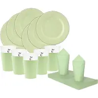 Givi Italia Feest BBQ bordjes/bekertjes/servetten set - 16 personen - mintgroen - papier/karton