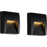 QAZQA Set van 2 buiten wandlampen zwart vierkant incl. LED IP65 - Gem