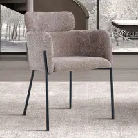 Rousseau Naomi Stoffen Eetkamerstoel Zand | Metalen Poten | 83 x 60,5 x 60 cm