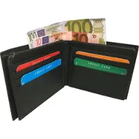 LeonDesign - Portemonnee heren Compact - Zwart - Leer - 19 pasjes