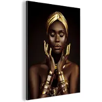 MuchoWow Aluminium schilderij 30x40 cm - Wanddecoratie metaal - Vrouw - Abstract - Goud - Portret - Metalen muurdecoratie woonkamer - Decoratie industrieel - Foto op dibond - Industriële accessoires slaapkamer