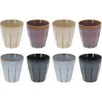 Excellent houseware Keine luxe gekleurde porseleinen koffiekopjes - set 12x stuks - 250 ml - Lungo bekers