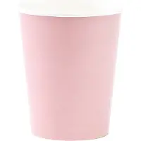 Givi Italia Feestbekers met hoesjes - 8x - lichtroze - papier - 250ml - kinderfeestje - biologisch afbreekbaar
