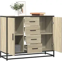 vidaXL Dressoir 92x35x76 cm bewerkt hout sonoma eikenkleurig