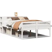 vidaXL Bed met boekenkast zonder matras grenenhout wit 150x200 cm