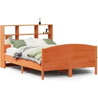 vidaXL Bed met boekenkast zonder matras grenenhout wasbruin 135x190 cm