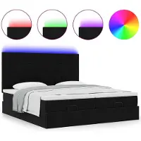 vidaXL Ottoman bed met matrassen en LED's 200x200cm fluweel zwart