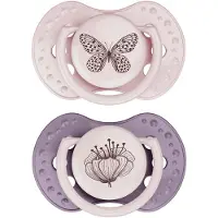 Difrax Fopspeen Dynamic Botanic Pink - Purple 3-6m 2 St Fopspeen