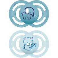 Mam Perfect Fopspeen Silicone Blue 6-16 2 St Fopspeen