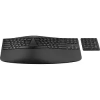 HP ergonomisch draadloos toetsenbord 960, Volledige grootte (100%), Draadloos, RF draadloos + Bluetooth, Membraantoetsen, Zwart