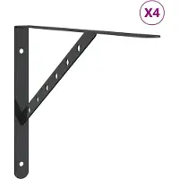 vidaXL Plankdragers 4 st 40x2,5x25 cm roestvrijstaal zwart