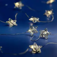 Lumineo Micro LED string met zilveren sterren - 190 cm lang - 20 LED's