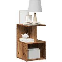 vidaXL Nachtkastjes 2 st 35x35x55 cm bewerkt hout oud houtkleurig