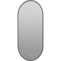 Guido Gusto Ovale badkamerspiegel Alessandro gun metal met verwarming, LED verlichting en touch sensor 40x80cm