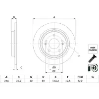 Bosch Remschijf 0 986 479 G77 achter, volledig, sterk gecarboniseerd, 1 Stuk