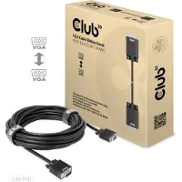 Club 3D CAC-1710 VGA-kabel VGA Aansluitkabel VGA-stekker 15-polig, VGA-stekker 15-polig 10.00 m Zwart Schroefbaar, Vergulde steekcontacten
