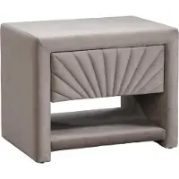 Vente-unique Nachtkastje - 1 lade en 1 nis - Fluweel - Beige - ULAMI