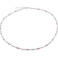 CO88 Collection 8CN-26369 Miyuki Kralen ketting 75cm - Rood en Grijs - 70+5cm - 1,8mm Dikte - Staal - Goudkleurig