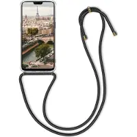 Kwmobile telefoonhoesje geschikt voor OnePlus 6 - Hoesje met telefoonkoord - Back cover in zwart / transparant
