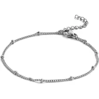 CO88 Collection 8CB-90701 Stalen Armband Dames - Gourmet - Bolletjes - Verstelbaar - 16,5+3cm - Zilverkleurig
