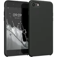 Kwmobile telefoonhoesje geschikt voor Apple iPhone SE (2022 / 2020) / iPhone 8 / 7 - Hoesje met siliconen coating - Smartphone case in mat zwart