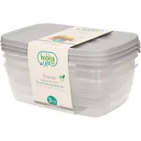 Hobby Life Vershoudbakjes - 3x stuks - lichtgrijs - 1,2 liter - kunststof - bewaarbakjes - voorraadbakje