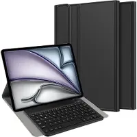 Cazy tablet Hoes met Toetsenbord geschikt voor iPad Air 13 inch (2025) M3 / Air 13 inch (2024) M2 - QWERTY Spanish Bluetooth Keyboard Case - Zwart