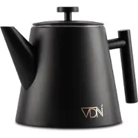 VDN RVS Theepot Dubbelwandig met Filter - Zwarte Theekan 1 Liter - 902