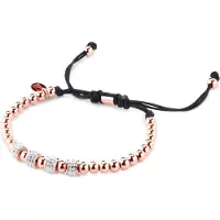 CO88 Collection Collection Sparkle 8CB 90318 Stalen Armband met Beads en Rope - Kristal Beads 4 mm en Stalen Beads 5 mm - One-size - Rosékleurig