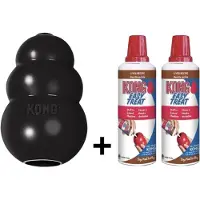 Kong extreme zwart met easy treat lever M 5,5x5,5x9 cm + 2x226 gr