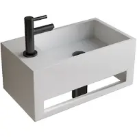 Boss & Wessing Fonteinset bws solid surface met handdoekhouder links mat wit gunmetal