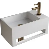 Boss & Wessing Fonteinset bws solid surface met handdoekhouder rechts mat wit goud