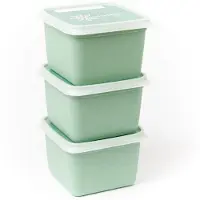 Amuse Alaska BIO diepvriesdozen - 3x750ml - Duurzame diepvriesbakjes met deksel - Stapelbare vershouddozen - Bewaarbakjes - BPA-vrij - Muntgroen