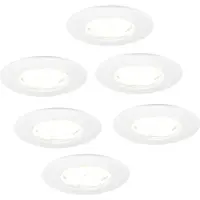 LEDVION - 6X LED Inbouwspot - Dimbaar - 5W - 2700K - Ø84mm - IP65 - Wit
