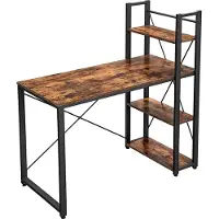 Vasagle bureau, 120 cm lang computerbureau met legplanken rechts of links, 120 x 120 x 76 cm, vintage bruin-zwart lwd48x
