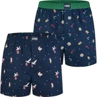 Happy Shorts Heren wijde boxershorts kerst print 2-pack navy/groen