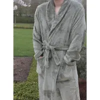 Vandersickel Badjas - Kamerjas - Fleece - Kleur Olive - Maat S/M