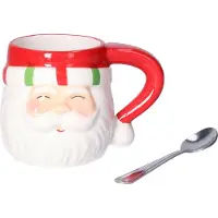 Svenska Living Kerst kop/beker - Kerstman - 7,5 x 7 cm - keramiek - 180 ml