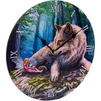 Universal Textiles Lisa Parker Wandklok Fee & Wolf – Fantasy Wandklok – Sprookjes Klok met Wolf – Ø 30 cm – Kinderkamer & Woondecoratie