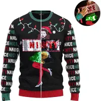 JAP Christmas Interactieve Kersttrui (maat 3XL) - 100% Gerecycled - Kriebelt niet - Kerstcadeau volwassenen - Foute Kersttrui dames en heren XXXL - Naughty/Nice - Zwart