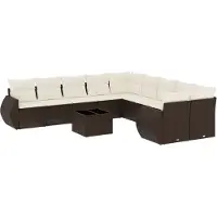 vidaXL 11-delige Loungeset met kussens poly rattan bruin