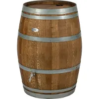 Barrelatelier Regenton 225l., gat regenpijp, chromen logo en kraan, donker geolied / Eikenhouten Regenton