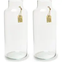 Jodeco bloemenvazen - 2 stuks - Eco glas transparant - H35 x D14,5 cm