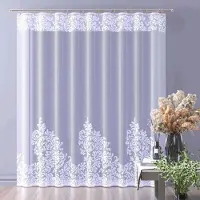 Wisan Bina jacquard vitrage Gordijn 300x 225 cm - Curtains - hoogwaardig jacquardgordijn- wit- 300 x 225 cm